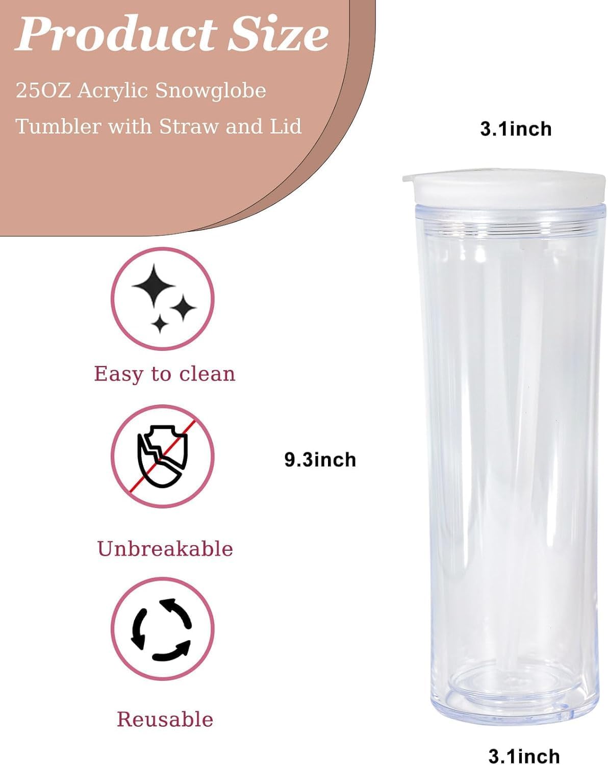 Custom Glitter Snowglobe Cup - Straight Tumbler 25oz