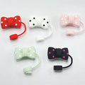 Cute Bowtie Silicone Straw Topper - White Mix