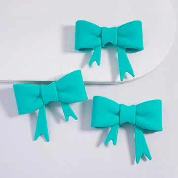 Teal Bowtie Silicone Straw Topper